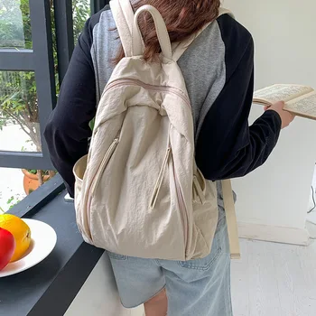 Раници с голям капацитет за жени, мека найлонова чанта, чанти, студентски пакети, ежедневни модерна чанта на рамо в корейски стил, раница