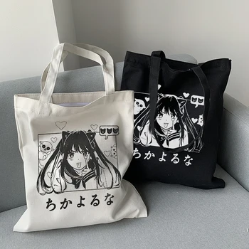 Японското аниме kawaii y2k холщовая чанта скъпа дамска чанта карикатура Ulzzang голям капацитет Harajuku чанти за рамо ins дамски чанти за пазаруване