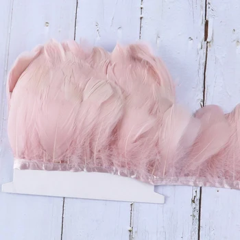 Покритие от розово гъши пера на патица с дължина 1 метър, ресни, 8-10 см, цветна гъши пера, отрежете лента за шиене вечерни рокли, декор
