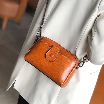 Дамски Чанта от телешка кожа, луксозни дамски чанти, чанта за момичета 2023, женски клатч, малка чанта-месинджър през рамо с капак