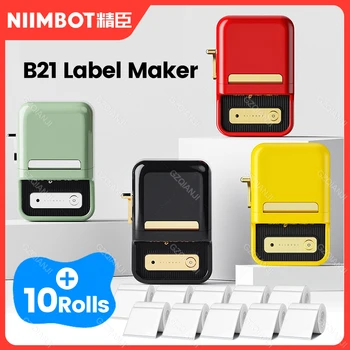Принтер за етикети Niimbot B21, преносим термопринтер безжична Bluetooth, използван за печат на щрих-кодове, на ролки от хартия за этикетирования бижута, хранителни продукти