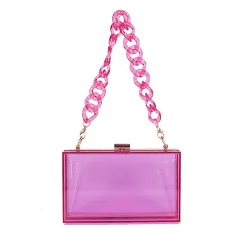 Лилави чанти, прозрачна акрилна клатч за жени, желейные портмонета и чанти, Малки ясни луксозни дизайнерски чанти през рамо