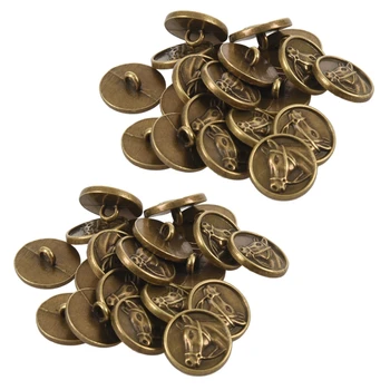 40 бр. копчета от с сплав с резба във вид на главата на коня кръгла бронзова на цвят с диаметър от 15 mm (5/8 инча).