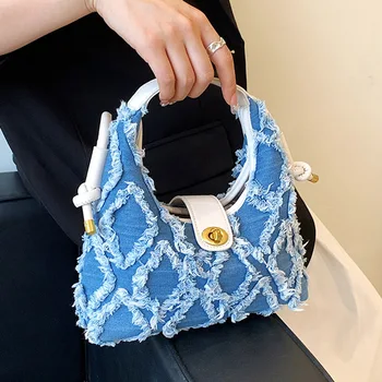 Модерна дамска чанта-клатч, ретро, дънки и чанта през рамо, чантата със снопчета, дизайнерски мини чанта през рамо, луксозна дамска чанта-jetpack