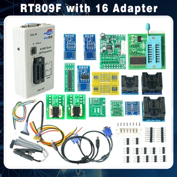 Оригиналния програмист RT809F Сериен ISP + 16 адаптери + адаптер 1,8 На + тест скоба SOP8 + EDID-кабел + универсален програмист ICSP bios