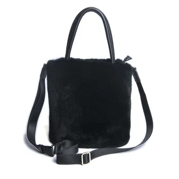 Дамски Модни Чанти от естествени Кожи, висококачествени чанти от заек Рекс, Големият жена луксозна чанта-тоут S8920