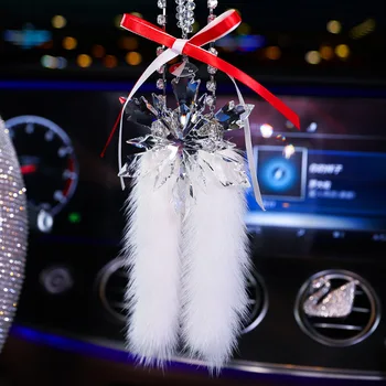 Креативен авто медальон, декорация за интериора на колата, кристален снежинка, авто висулка, плюшено висулка с диаманти, изискан и модерен