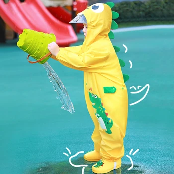 Детски дъждобран, едно парче мушама с динозавром от анимационни, детски дъждобран за детска градина, еднократно детско пончо