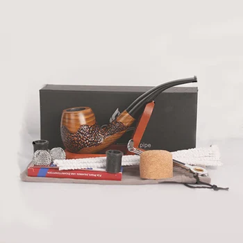 1 комплект непушачи консумативи Дървена тръба за пушачи sandalwoodTobacco Pipe с аксесоари за тръби Мъжки притурка Подарък кутия
