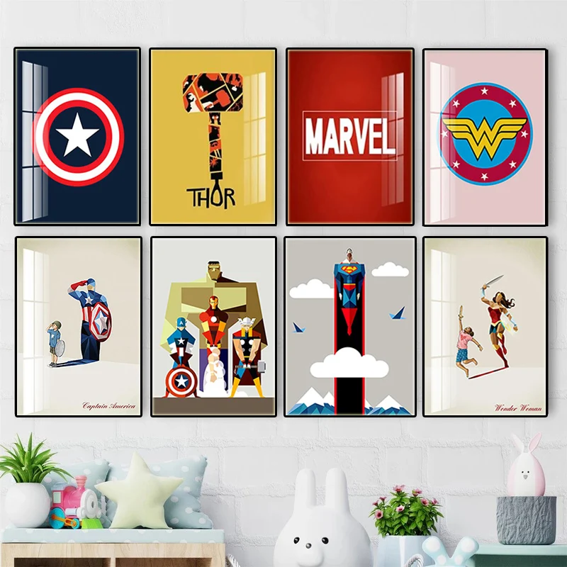 Плакати за развъдник на Marvel Champion Отмъстителите, супергерой Капитан Америка, аниме, живопис върху платно и принт, стенно изкуство, начало декор