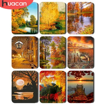 HUACAN 5D САМ за Оцветяване По Номера на Залеза на слънцето Върху Платно Уникален Подарък Стенни Художествена Картина с маслени Бои От Номера Дърво Пейзаж За Хол