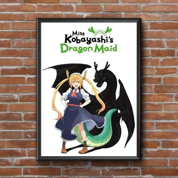 Мис Кобаяши Дракон Прислужница Аниме Плакат Гореща Японската Поп-Аниме Филм Платно Плакат Домашна Стенни Картини За Декорация (Без Рамка)