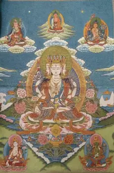 36тибетанский коприна и Ръчна бродерия Статуя на непалски Буда Тханка Тара
