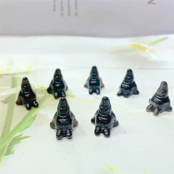 1БР кристални изделия 19 мм Морска звезда Натурална черна Резба по обсидиану Лечебни камъни подарък с анимационни герои за деца