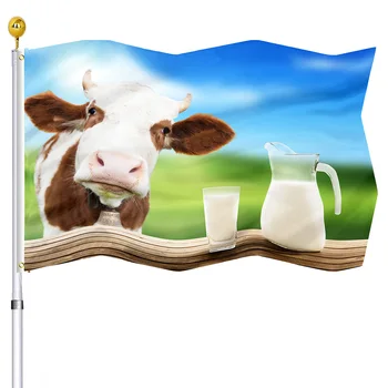 Farm Buddies Флаг на Млечна Крава С Двойна Фърмуер, Знамена Животни, Банери с Медни Люверсами, Домашен Вътрешен Двор, Външен Декор за Жени И Мъже