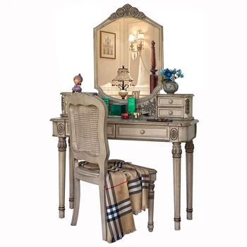 Американски Огледало скрин с три вентилатори, Табуретка, Репродукция на мебели muebles de dormitorio, тоалетка, масичка за грим