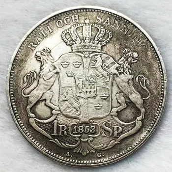 Монета на Шведската корона на 1853 година, оригинални златни сребърни монети, сбирка украса за събиране, монети monedas, Коледни подаръци