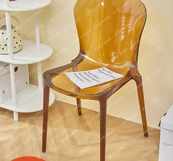 Домакински Прозрачен Стол за Хранене, Лесен Луксозен Акрилен Стол за Малък Апартамент, Модерен минималистичен Тоалетка, стол за Спални