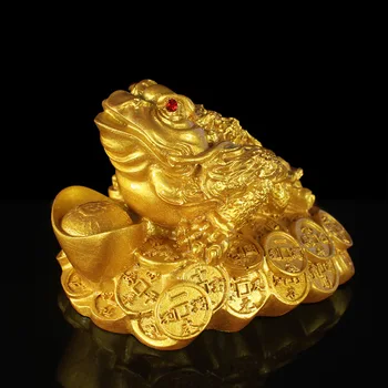 Жаба Фън шуй, Пари, късмет, богатство, китайската златна жаба, Жаба, за украса на офис, настолно украшение, Щастливи подаръци 2023