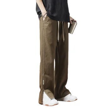 Мъжки дънки, широки дънкови панталони, преки свободни широки дънки в стил хип-хоп, градинска облекло за скейтборд, неутрални дънкови панталони, дънки-карго с вентилация