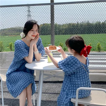Корейската детски дрехи, модерно рокля за майки и дъщери, еднакви рокли за майки и дъщери
