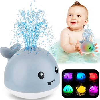 Бебешки играчки за баня с осветление, играчки за басейна със спрей за готвене китова вода за деца, играчки за басейна със спрей за готвене китова вода