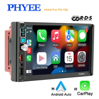 2 Din Автомагнитола Стерео CarPlay Android-Авто Bluetooth MP5 Мултимедиен плеър Hands Free A2DP USB 12V Аудио система Главното устройство FS06C