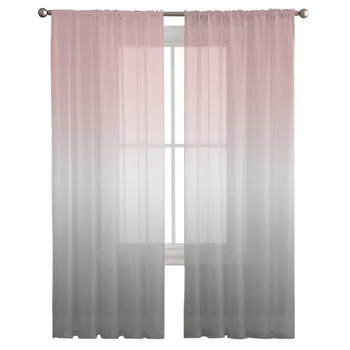 Модерна проста градиент розово-сива прозрачна завеса за хол, спалня, вуалевая покривка, кухненския прозорец, тюлевые завеси, вещи от първа необходимост
