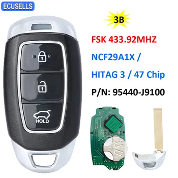 3 Бутона за Дистанционно автомобилния ключ FSK 433,92 Mhz NCF29A1X/HITAG 3/47 Чип за Hyundai Кона 2018 2019 2020 P/N: 95440-J9100