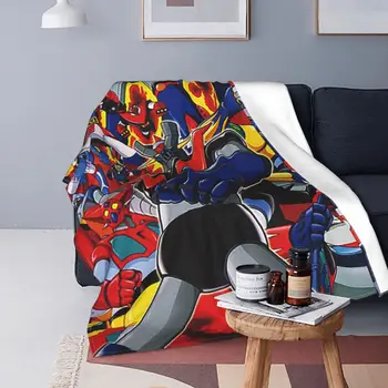 Goldorak Робот Грендайзер Аниме Клетчатое одеяло фланелевое всесезонное джобно топло покривка за дивана, покривала за пътуване