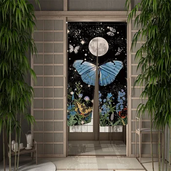 Вратата завеса с папийонка и цветен модел, японски Норен, преграда Izakaya, завеса за кухня, спалня, баня, декорация за врата, Полупрозрачна завеса