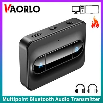 Мулти-аудиопередатчик Bluetooth 5,0 3,5 мм AUX вход RCA ниска латентност Стерео безжичен адаптер за свързване на 2 слушалки за телевизор PC Box