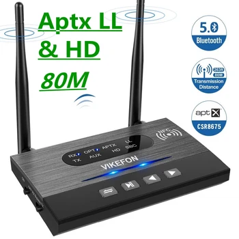 Aptx LL HD Bluetooth 5.0 Аудио Предавател, Приемник Преминаване SPDIF 3.5 мм AUX вход RCA Безжичен Адаптер за Автомобил tv на PC Двойка 2 Слушалки