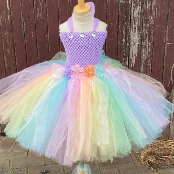 Рокля-пакетче с пастелни цветове за малките момичета, детски пушистое рокля от тюл с фея, детски костюм за парти по случай рожден Ден, рокли на принцеси за фотография