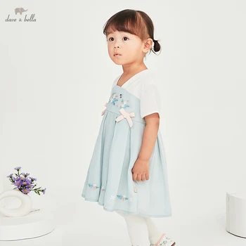 DBM17253 дейв bella/ лятна рокля с бродерии и лък за малки момичета в китайски стил, детско модно премяна, детски дрехи в стил 