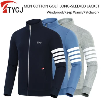 TTYGJ мъжки връхни облекла за голф, мъжки памучни топли якета за голф, Ветрозащитный Спортен трикотаж, пробег палто с цип, шарени яке M-XXL