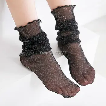 Летни дизайнерски дантелени чорапи над коляното за малки момичета, дишащи тънки чорапи с една вълнообразна линия, брилянтни високи чорапи за момичета