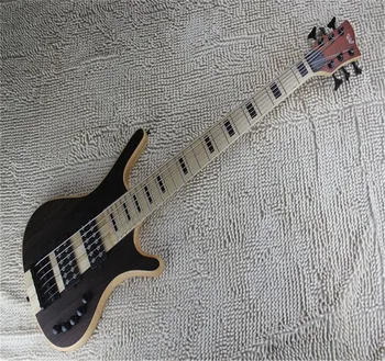 Търговия на едро с най-високо качество 2023 нови 6-струнни бас китари Тъмно кафяв цвят с активни звукоснимателями електрическа бас-китара