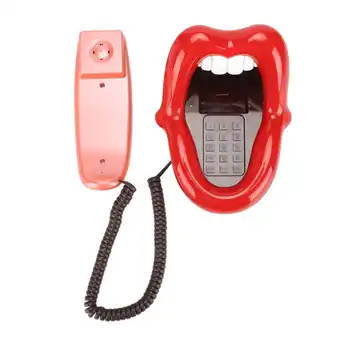 Стационарен телефон във формата на голям език, сладък телефон с голям червен езикът, настолен стационарен телефон за декорация на дома и офиса