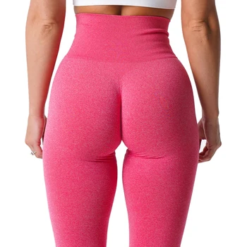 Дамски еластични гамаши с висока засаждане и мека компрессионной ластик на гърба, безшевни гамаши, Нови обикновена секси цветни спортни панталони за йога
