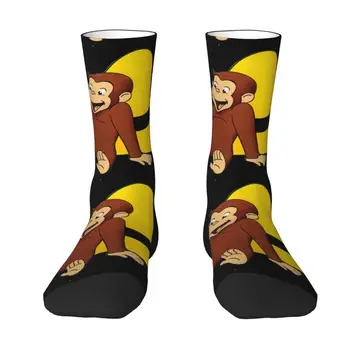 Любопитният Джордж Сладки Забавни Мъжки И Дамски чорапи за екипажа на Унисекс Модни чорапи с 3D печат за сериали