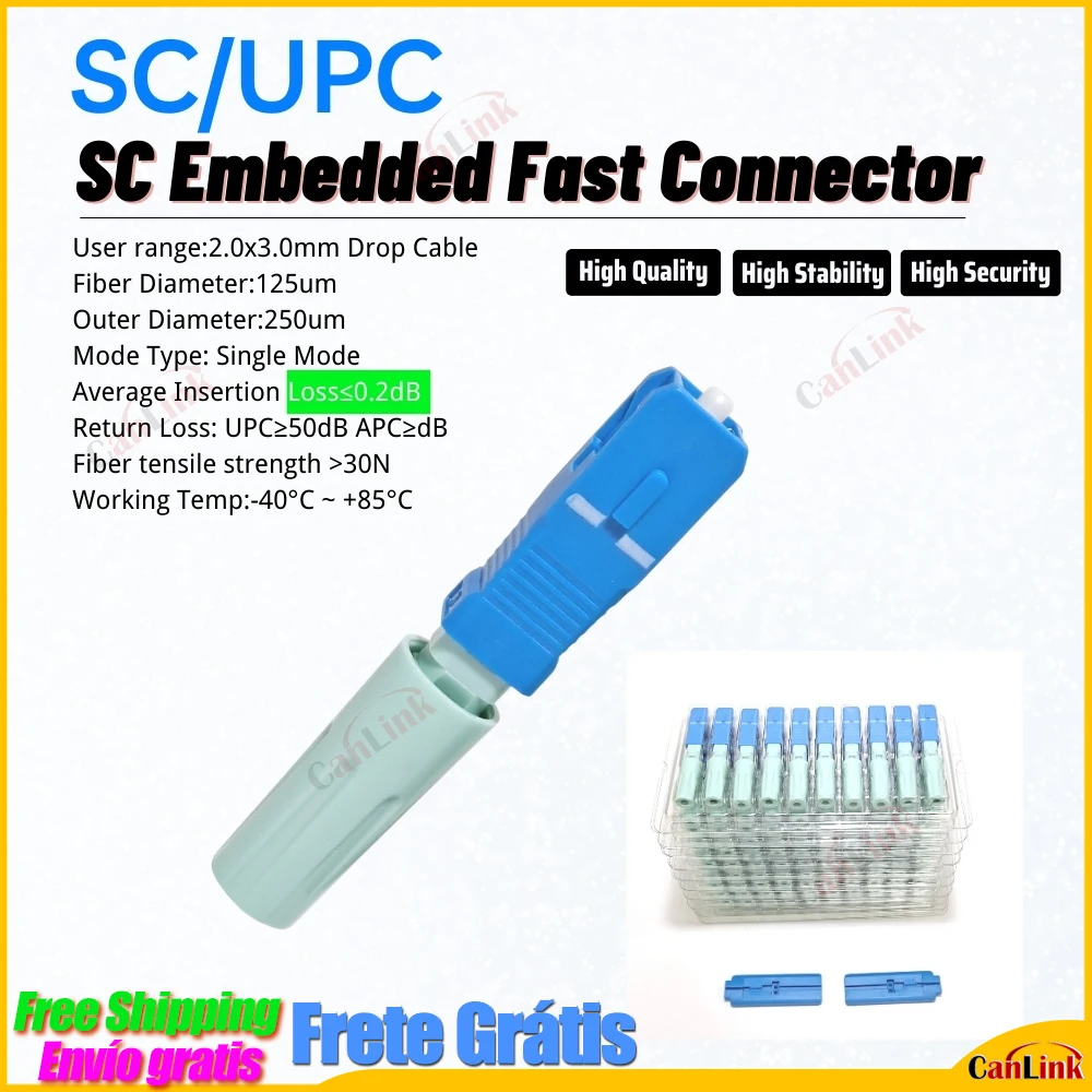Висококачествен един режим оптичен конектор SC UPC SM FTTH инструмент за студен свързване SC APC Оптични бърз конектор