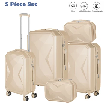 Комплект за съхранение на багаж, 5 теми, козметичен куфар, пътен куфар, костюм, преносим багаж количка с въртяща се на 360 градуса