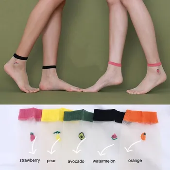 3 Чифта/опаковане. Дамски Летни Тънки Копринени Чорапи от Кристално Стъкло За Японски Момичета, Прозрачни Плодови Чорапи Ins Fashion 2022