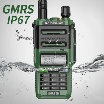 Baofeng GMRS-9R Водоустойчива IP67 Преносима Радиостанция Висока Мощност GMRS Радиостанции NOAA Прием на Климатични Канали Джобно Двупосочен Радио