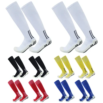 2 Чифта дълги нескользящих силиконови чорапи за футболни тренировки, Нови спортни чорапи дишащи за футбол на открито