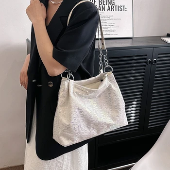 Нова дамска чанта за пътуване до работа с пайети голям капацитет, прости ежедневни дамски чанти за едно рамо, горещо, мода, стотици популярните чанти-тоут