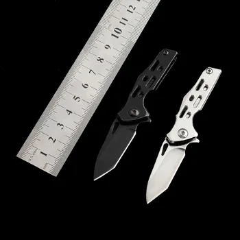 Мини Мултифункционален открит класически сгъваем нож с цип Универсален нож Приспособление за оцеляване на открито Ключодържател Висулка джобен нож