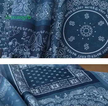 Клетчатая тъканта със синьо цвете в китайски стил, спално бельо 