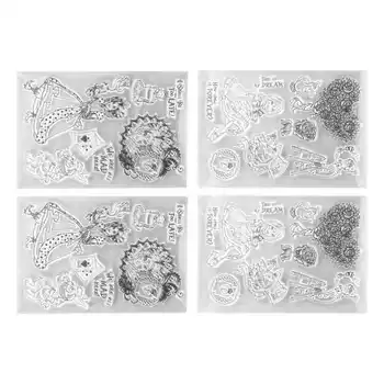 Прозрачни печати върху 4 листа за рециклиране, ясен отпечатък, Комбинираната марка за производство на пощенски картички, Декоративни печати за пликове, прозрачни марка